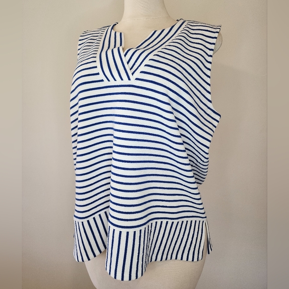 Jones New York Tops - Jones New York Signature Sapphire and White Striped Tank Top NWT